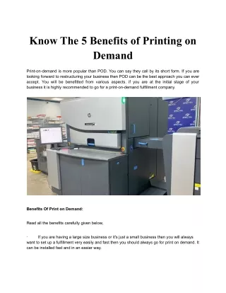 Know The 5 Benefits of Printing on Demand