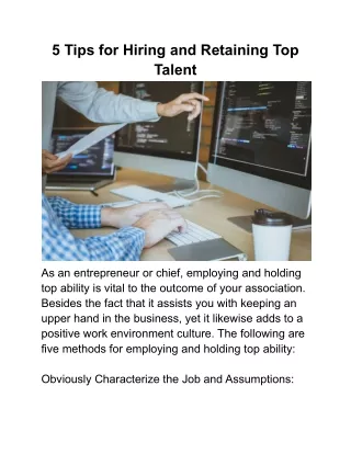 5 tips for hiring and retaining top talent