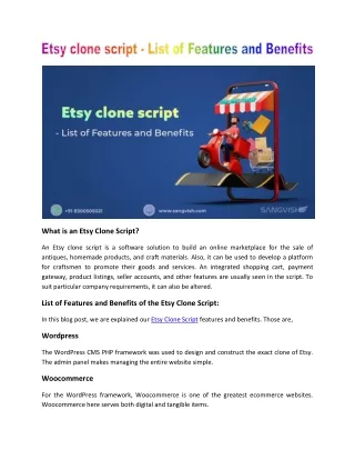 Etsy clone script - List of Features and Benefits