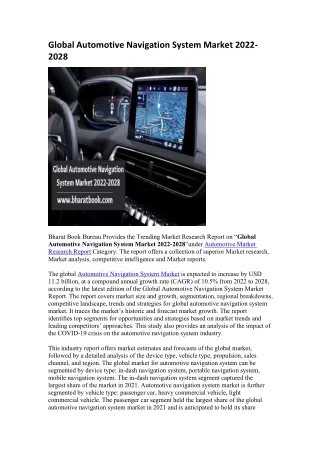 Global Automotive Navigation System Market 2022-2028