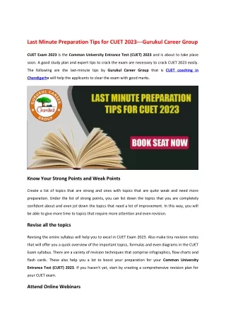 last minute preparation tips for cuet 2023