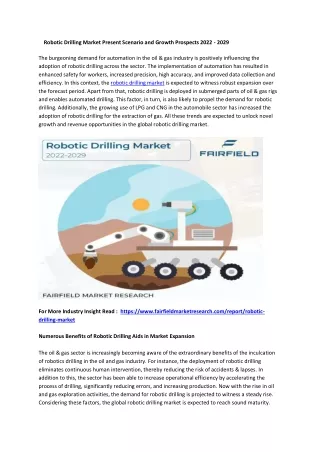 robotic drilling market present scenario
