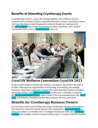 Benefits of Attending Cryotherapy Events