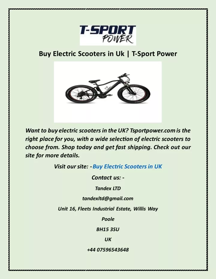 buy electric scooters in uk t sport power