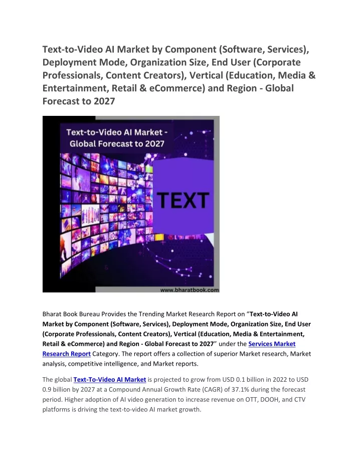text to video ai market by component software