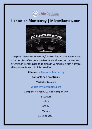 llantas en Monterrey  Misterllantas
