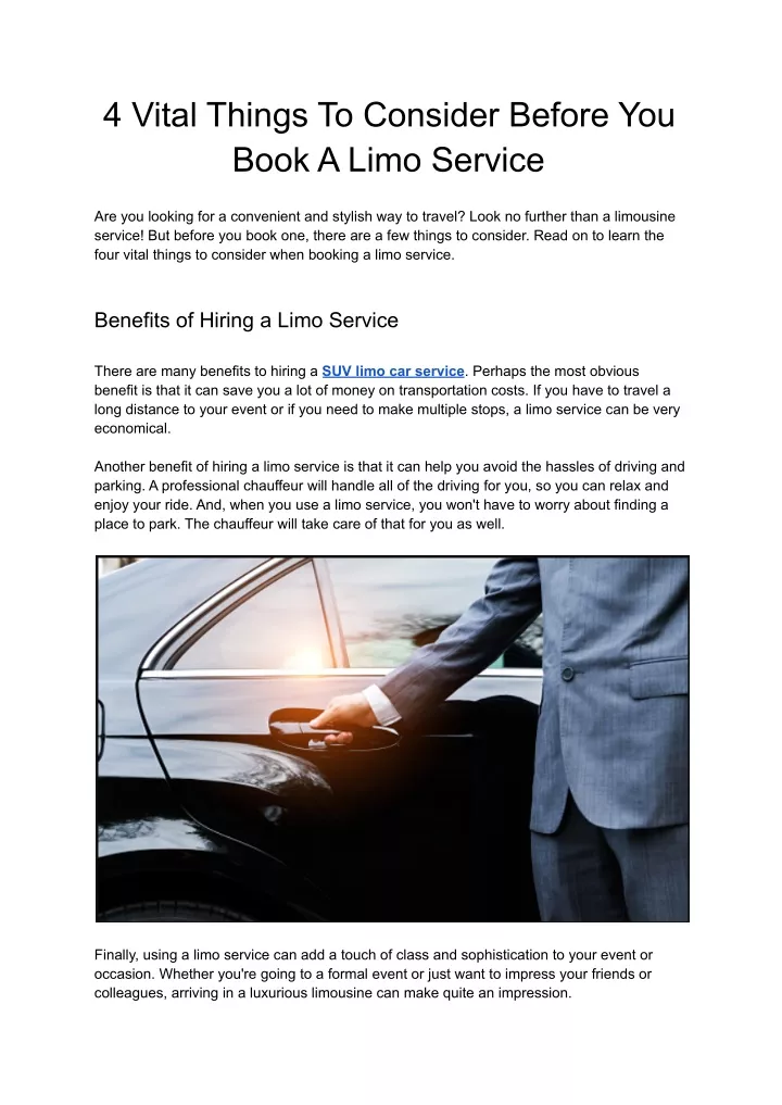 4 vital things to consider before you book a limo