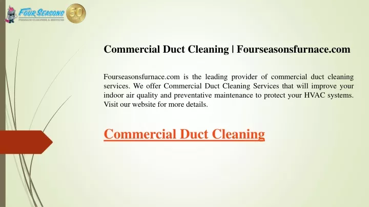 commercial duct cleaning fourseasonsfurnace