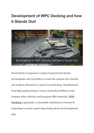 development of wpc decking and how it stands out