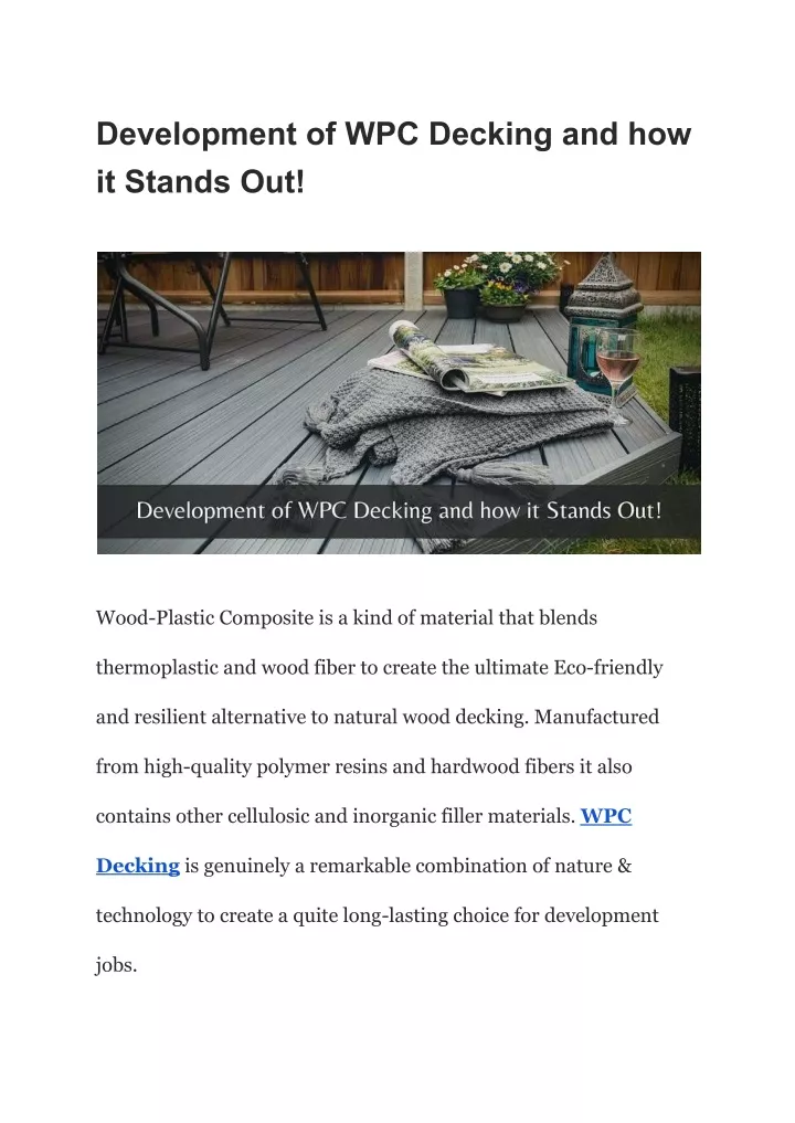 development of wpc decking and how it stands out