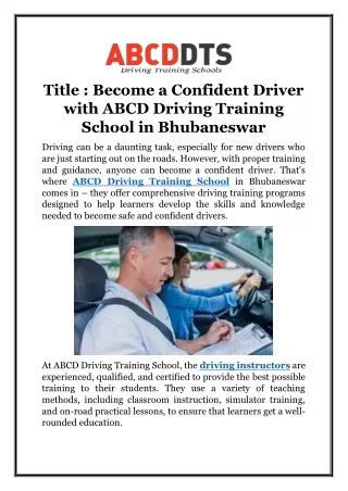 title become a confident driver with abcd driving