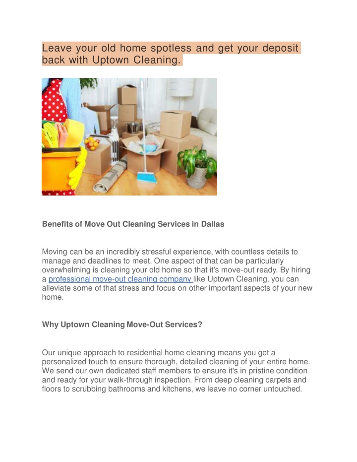 leave your old home spotless and get your deposit