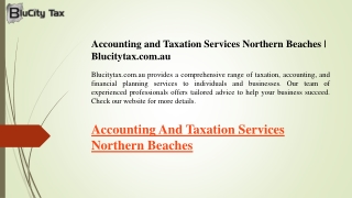 Accounting and Taxation Services Northern Beaches  Blucitytax.com.au