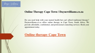 Online Therapy Cape Town  Daynewilliams.co.za