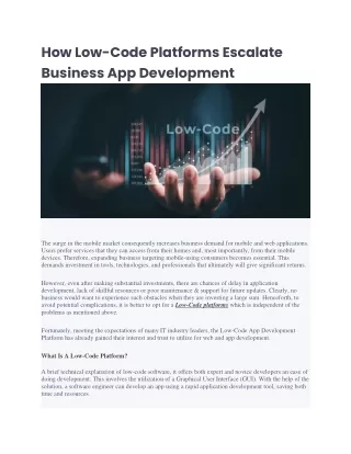 How Low-Code Platforms Escalate Business App Development