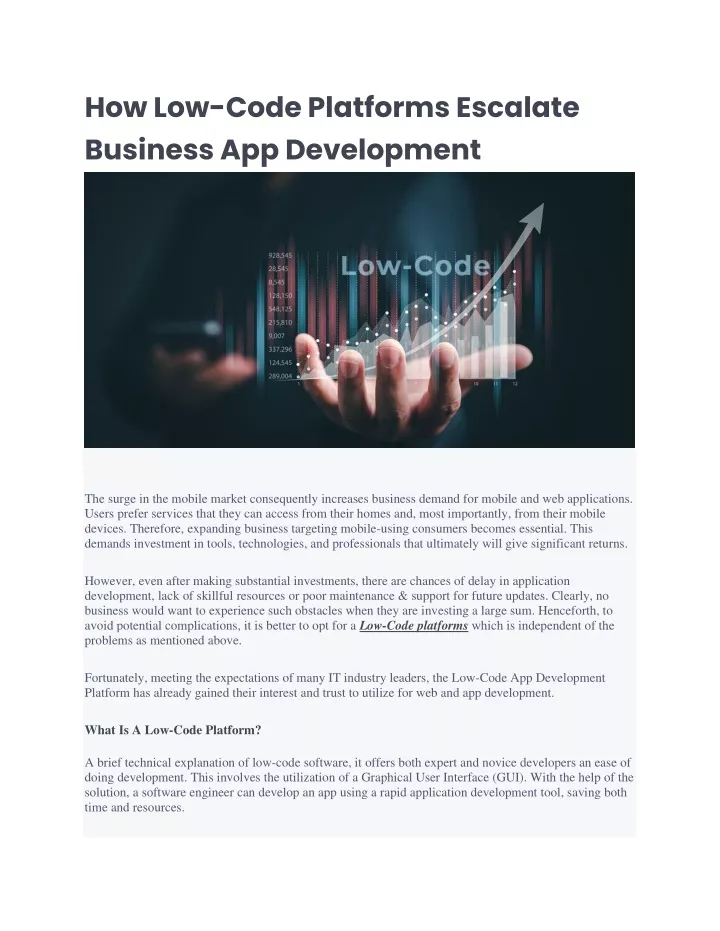 how low code platforms escalate business