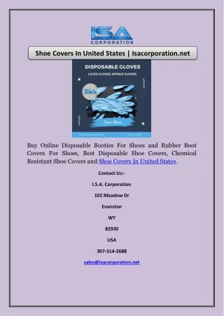 Shoe Covers In United States | Isacorporation.net
