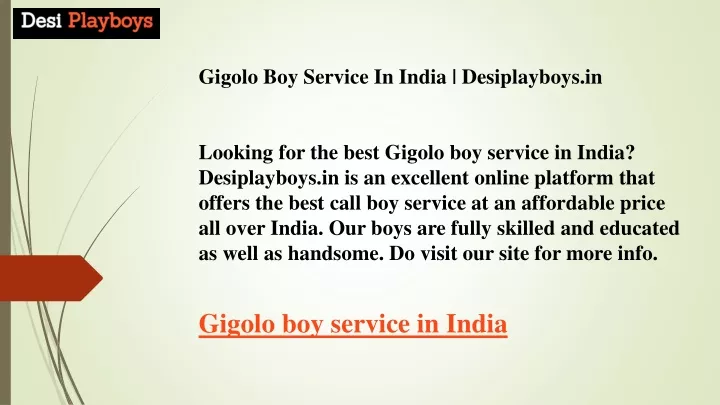 gigolo boy service in india desiplayboys