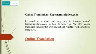 Online Translation  Expertstranslation.com