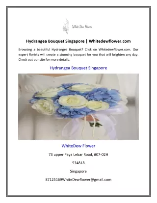 Hydrangea Bouquet Singapore | Whitedewflower.com