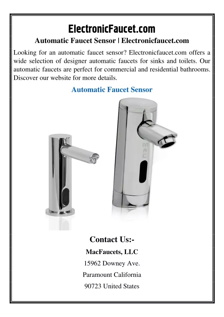 automatic faucet sensor electronicfaucet com