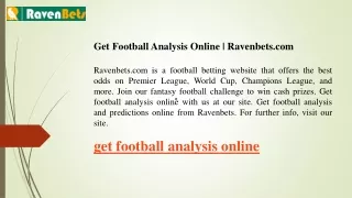 Get Football Analysis Online  Ravenbets.com