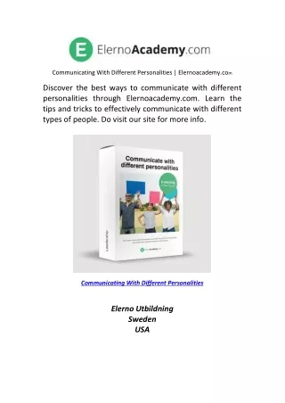 Communicating With Different Personalities | Elernoacademy.com