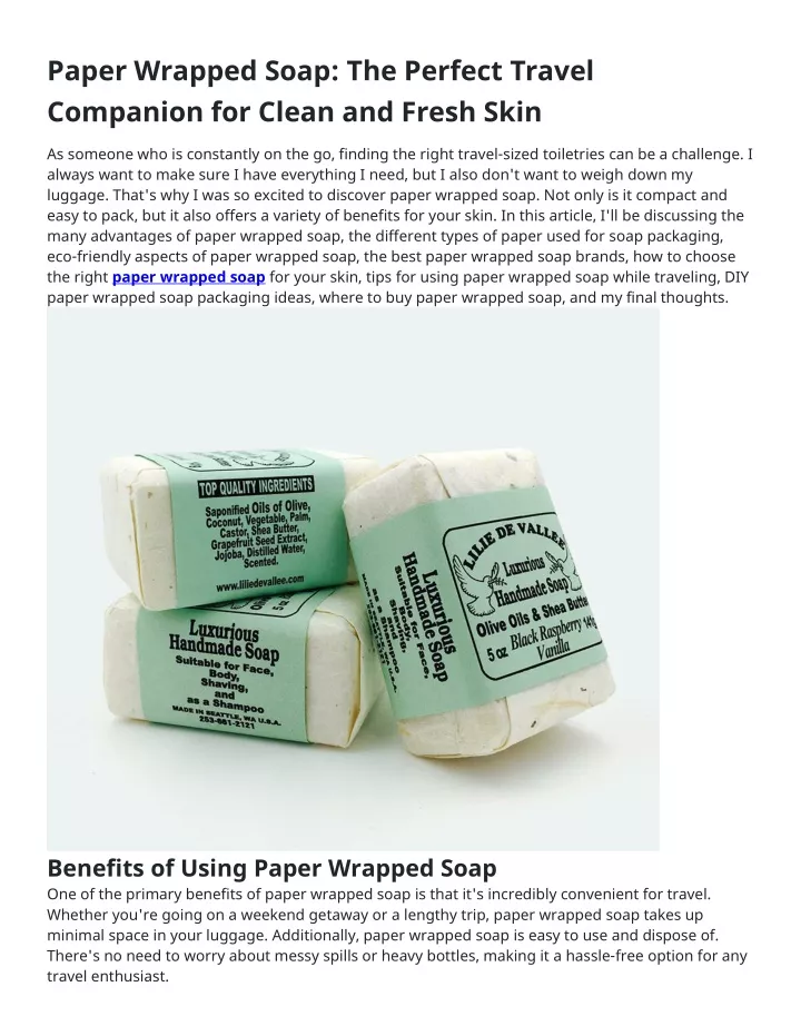 paper wrapped soap the perfect travel companion