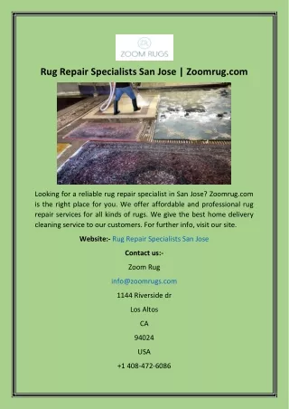 Rug Repair Specialists San Jose  Zoomrug