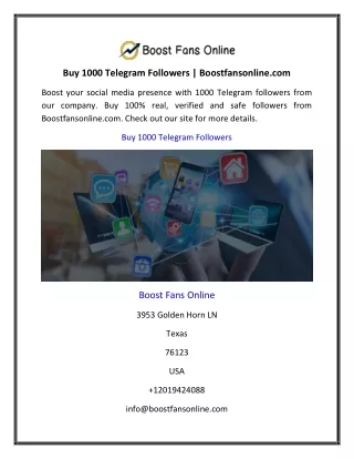 Buy 1000 Telegram Followers | Boostfansonline.com