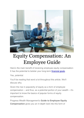 equity compensation an employee guide