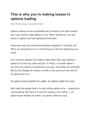 This is why you’re making losses in options trading