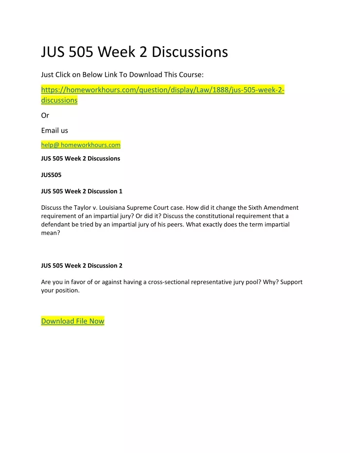 jus 505 week 2 discussions