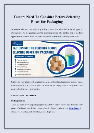 factors need to consider before selecting boxes