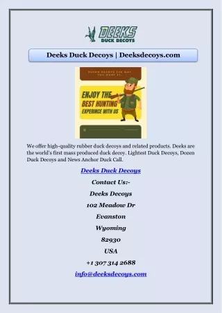 Deeks Duck Decoys | Deeksdecoys.com