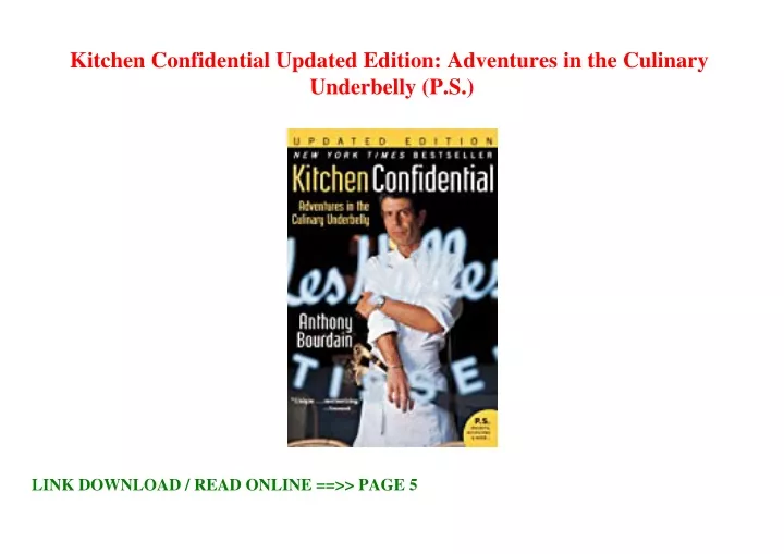 kitchen confidential updated edition adventures