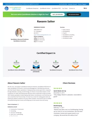 Minding My Books - Raeann Salter - Quickbooks Advanced Proadvisor