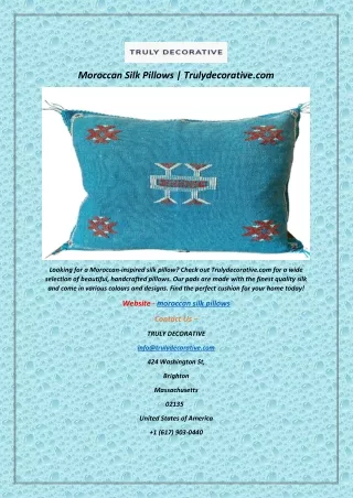 Moroccan Silk Pillows | Trulydecorative.com