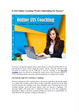 Is IAS Online Coaching Worth Undertaking for Success
