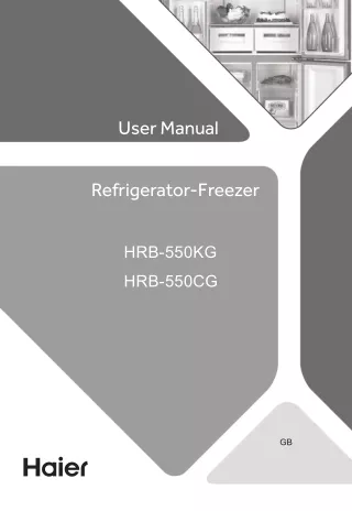 Haier User Manual | Refrigerator - Freezer HRB-550KG HRB-550CG | Haier India's R