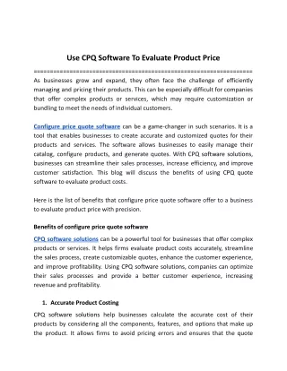 use cpq software to evaluate product price