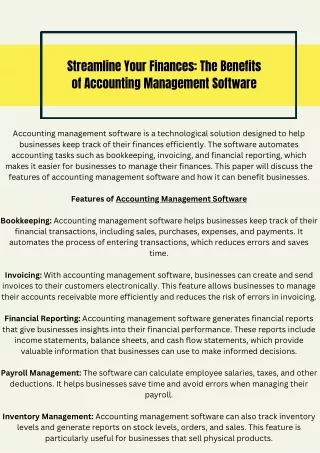 Streamline Your Finances: The Benefits of Accounting Management Software