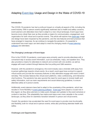 adapting event app usage and design in the wake