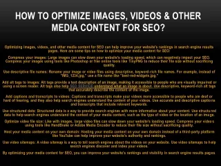 how to optimize images videos other media content for seo