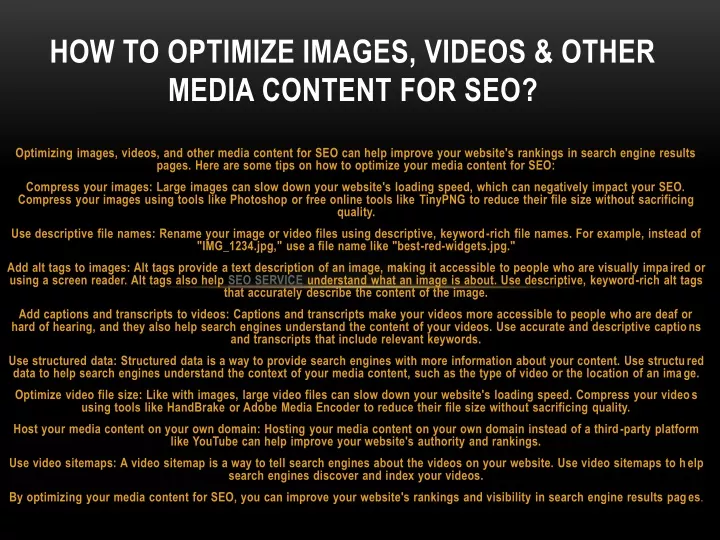 how to optimize images videos other media content for seo