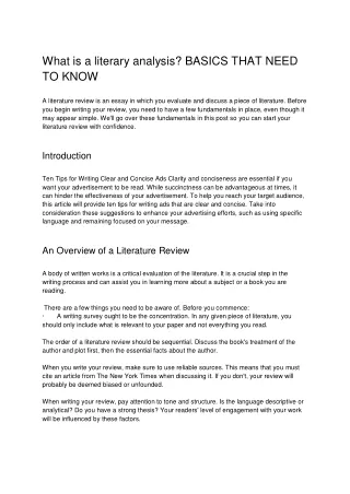 what is a literary analysis basics that need