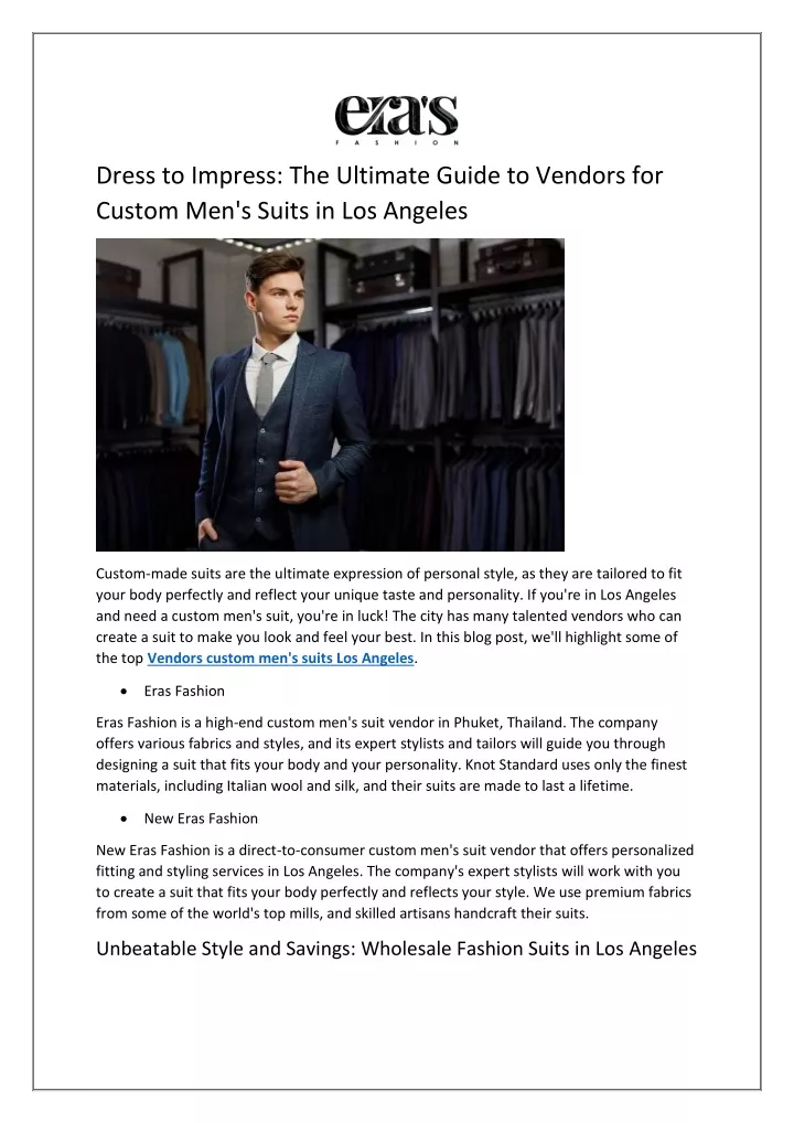 PPT - Dress to Impress: The Ultimate Guide to Vendors for Custom Men's ...