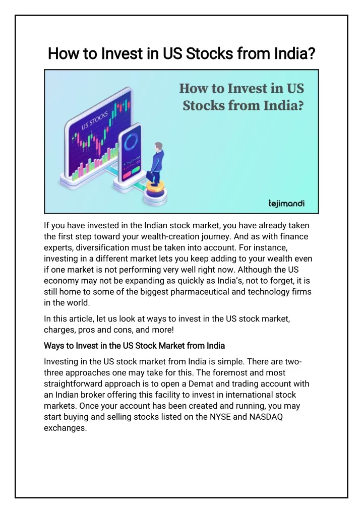 how to invest in us stocks from india