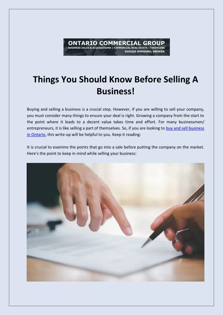 things you should know before selling a business