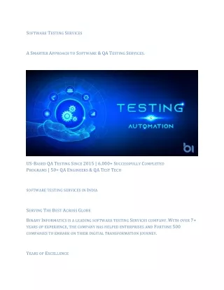 Software Testing Services | Binary Informatics